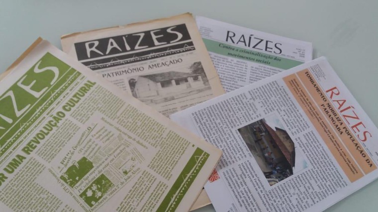 Imagens do boletim das capas do Boletim Raízes, acervo de Ana Cristina de Sales