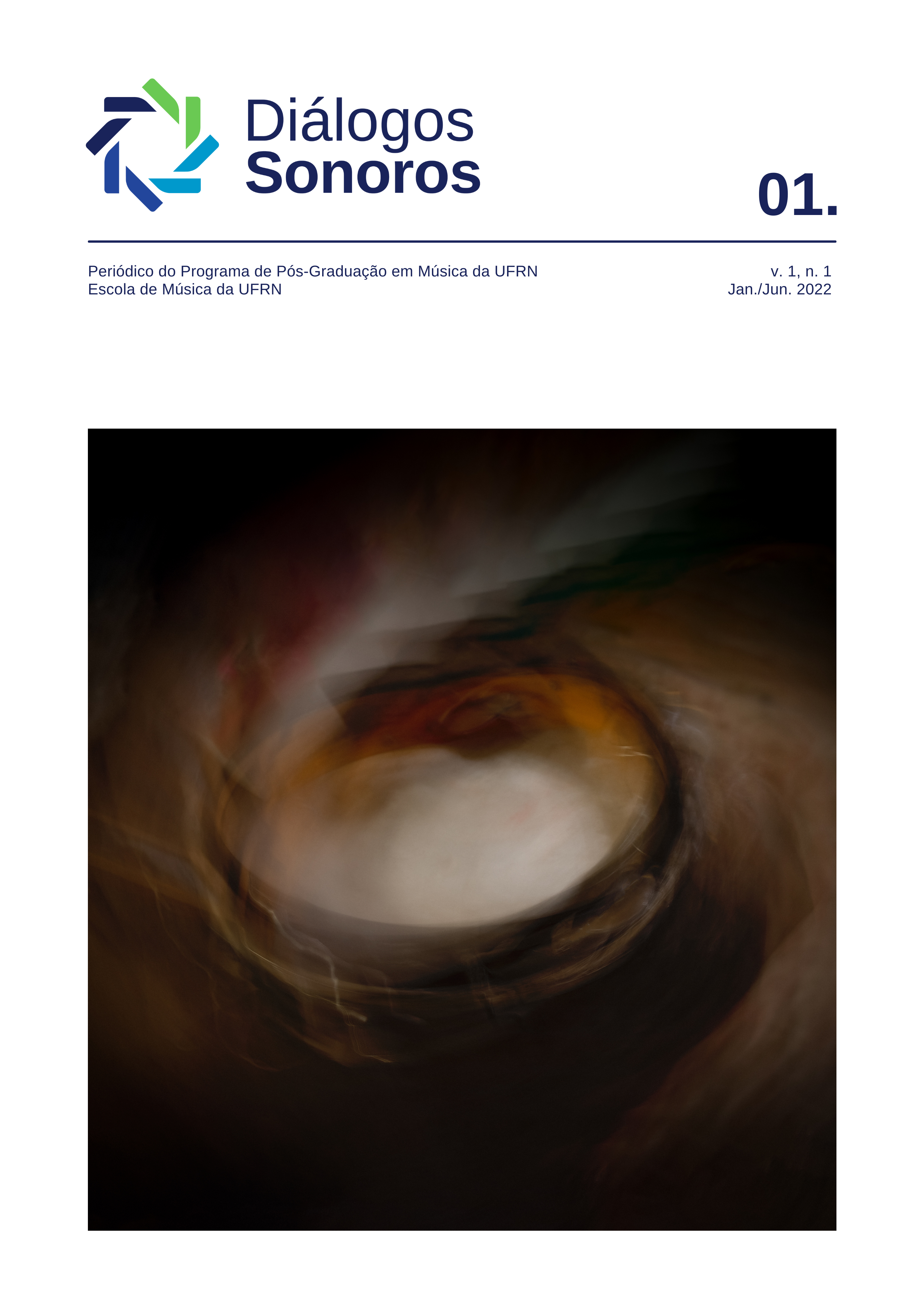 Capa: Jean Joubert Freitas Mendes . Descrição: A imagem, assim como um instrumento musical, ganha novo significado se impactada por um determinado tempo e ritmo, por uma determinada ótica e intenção. A manipulação do tempo, do movimento e da luz na produção da imagem, permite neste caso, utilizar a projeção da matéria e reconstruí-la sob um ponto de vista específico. Nesta imagem instrumentos musicais ganham curvas, cores e nuanças próprias. Como na música, o instrumento musical entrega sua essência e o externo, o executor, lhe imprime o seu desejo para romper com o estabelecido e provocar a busca de um novo sentido.